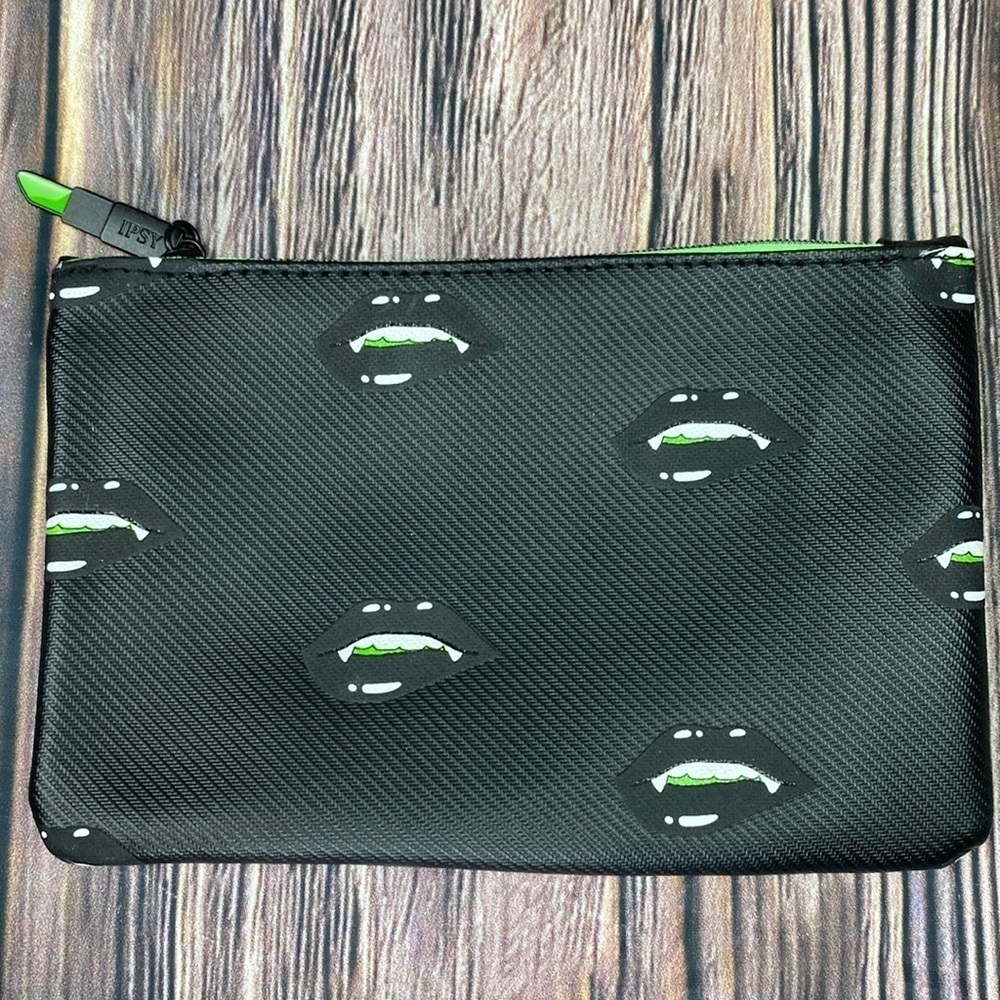 IPSY Glam Bag Black w/ Vampire Mouth Image- 7x5”